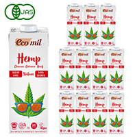 EcoMil(エコミル) 有機ヘンプミルク ストレート(無糖) 1000ml×12本 +元気★青汁スタンドパック(10包)プレゼント