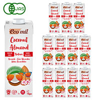 EcoMil(エコミル) 有機ココナッツ&アーモンドミルク ストレート(無糖) 1000ml×12本 +元気★青汁スタンドパック(10包)プレゼント