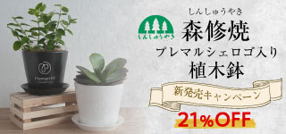 森修焼プレマルシェロゴ入り植木鉢・新発売記念キャンペーン21％OFF