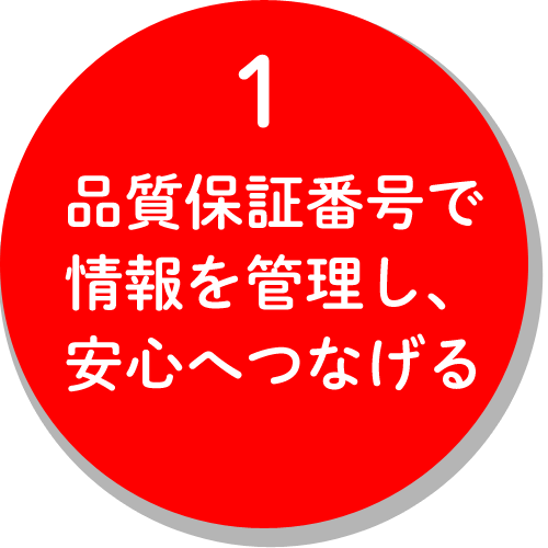 1,品質保証番号で情報を管理し、安心へつなげる