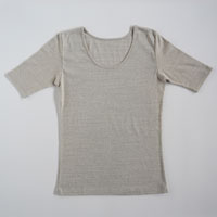 ナチュラルスタイル×プレマシャンティ べんがら染め 四分袖Tシャツ グレー／Ｍ