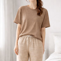 ナチュラルスタイル オーガニックコットン100％ 茶綿メッシュ半袖Tシャツ ブラウン（茶綿）／フリー（ユニセックス）