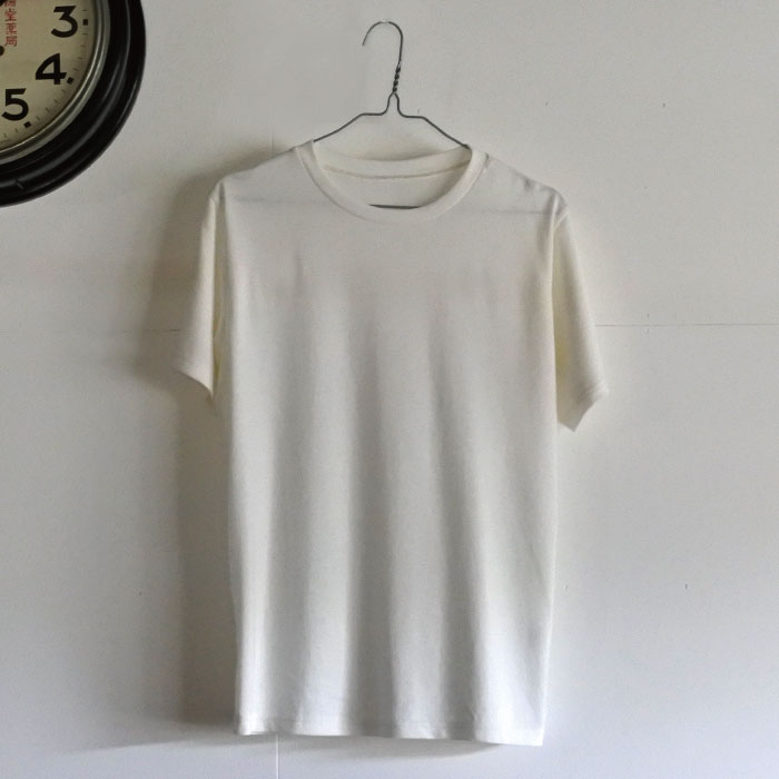 ナチュラルスタイル 葛衣（くずごろも） 葛和紙天竺メンズ半袖Tシャツ 淡雪（白）／M