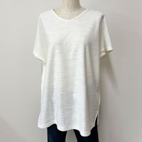 ナチュラルスタイル 葛衣（くずごろも） 葛和紙 スラブ天竺フレンチ袖 ワイドTシャツ 淡雪（白）／M-L