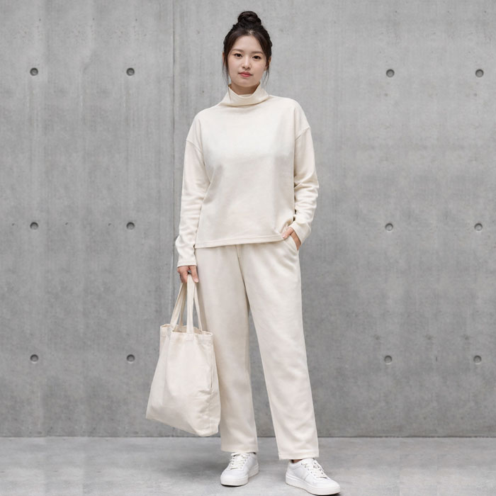 ナチュラルスタイル 葛衣（くずごろも） 葛和紙フライスハイネック 生成／M-L