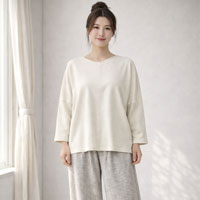 ナチュラルスタイル 葛衣（くずごろも） 葛和紙フライスカットソー 生成／M-L