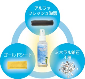 アルファフレッシュ陶器 ゴールドシート ミネラル鉱石3種