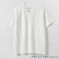 プリスティン ジェンツ スーピマ吊天竺VネックTシャツ ホワイト/Mサイズ