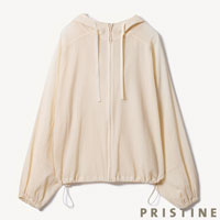 PRISTINE（プリスティン） ちりめんジップアップパーカー ナチュラル/Mサイズ