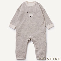 PRISTINE baby（プリスティン ベビー） ヤクエアニットボーダーカバーオール グレー/70-80cm