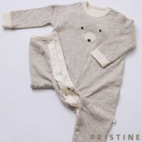 PRISTINE baby（プリスティン ベビー） ヤクエアニットボーダーカバーオール グレー/70-80cm