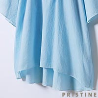 PRISTINE(プリスティン) カルゼブラウス 草木染め サックス/Mサイズ