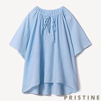 PRISTINE(プリスティン) カルゼブラウス 草木染め サックス/Mサイズ