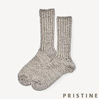 PRISTINE（プリスティン） ジェンツ もちむぎリブソックス ナチュラルブラウン/25-27cm