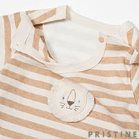PRISTINE baby（プリスティン ベビー） 天竺ボーダーらいおんショートオール ナチュラルブラウン/70-80cm