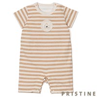 PRISTINE baby（プリスティン ベビー） 天竺ボーダーらいおんショートオール ナチュラルブラウン/70-80cm