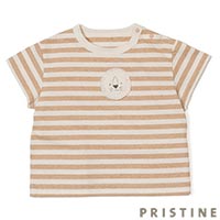 PRISTINE baby（プリスティン ベビー） 天竺ボーダーらいおんTシャツ ナチュラルブラウン/80-90cm
