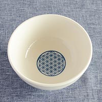 森修焼（しんしゅうやき） フラワーオブライフ ナチュラル茶わん 大／W130×H70mm