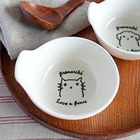 森修焼（しんしゅうやき）Premarche with Animals 持ち手つきマルチボウル ねこ
