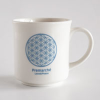 森修焼（しんしゅうやき） プレマルシェ フラワーオブライフ マグカップ ロゴカラー：アイスブルー