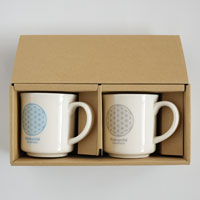 森修焼（しんしゅうやき） プレマルシェ フラワーオブライフ マグカップ ギフトセット ロゴカラー：グレー×アイスブルー