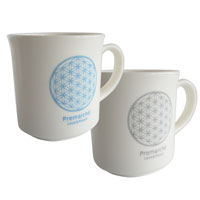 森修焼（しんしゅうやき） プレマルシェ フラワーオブライフ マグカップ ギフトセット ロゴカラー：グレー×アイスブルー