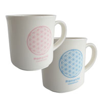 森修焼（しんしゅうやき） プレマルシェ フラワーオブライフ マグカップ ギフトセット ロゴカラー：ピンク×アイスブルー