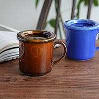 森修焼（しんしゅうやき） マグカップのふた あめ色
