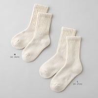 和紡布 ガラ紡のくつろぎ靴下 生成／22-24cm