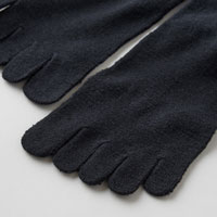 和紡布 ガラ紡の5本指靴下 黒／22-24cm