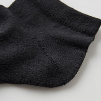 和紡布 ガラ紡のくるぶし半パイル靴下 黒／22-24cm