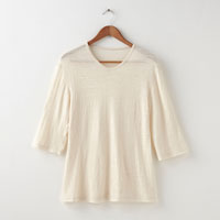 和紡布 手紡ぎのカットソーTシャツ 生成